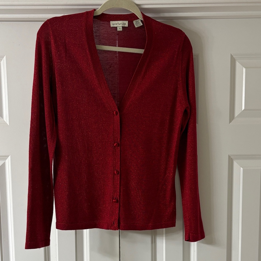 Ann Taylor Shimmering Ruby Cardigan. Sz S. Great condition!